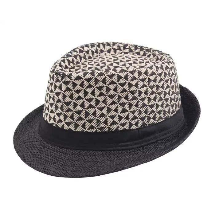 Chapeau de paille de couleur géométrique pour hommes