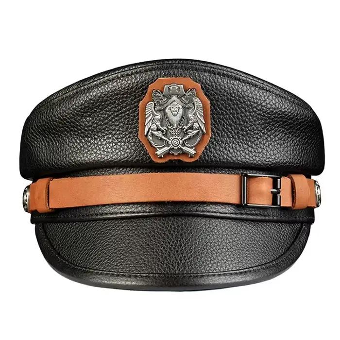Casquettes de marin de capitaine en cuir pour hommes