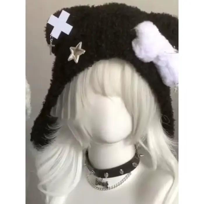 Chapeau tricoté gothique japonais Y2K