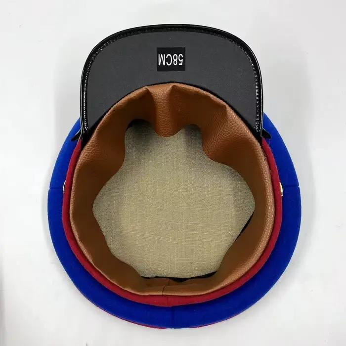 Casquette classique de commissaire politique soviétique - Chapeau bleu à large bord de l'Uniforme du département des Affaires Intérieures Soviétiques
