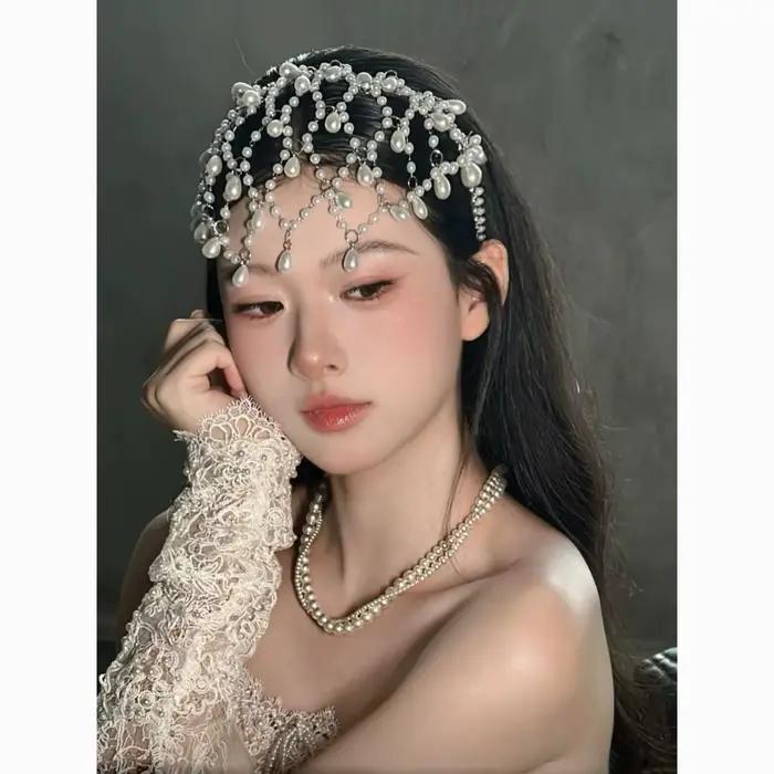 Grand chapeau au Crochet perlé transparent fait à la main