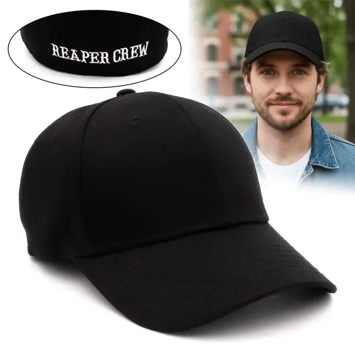 Casquette de baseball Fashion REAPER CREW brodée de lettres, coton et polyester, protection solaire, ajustement réglable, style hip-hop, pour les sports de plein air et les voyages