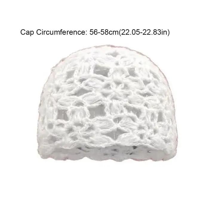 Chapeau décontracté en crochet tricoté à la main avec fleur pour femme style japonais multi-saisons voyage