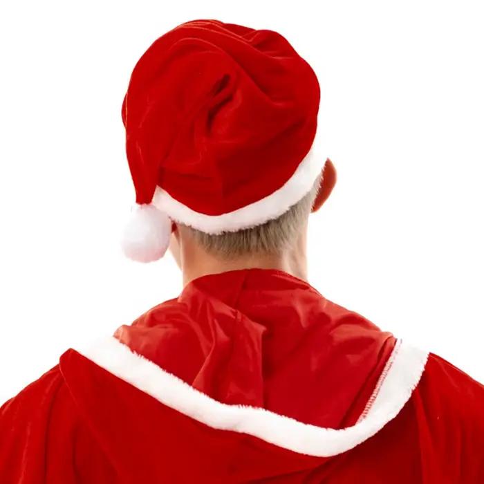 Casquette de Noël en peluche rouge unisexe pour homme et femme, costume de cosplay, accessoire de fête pour hiver et nouvel an