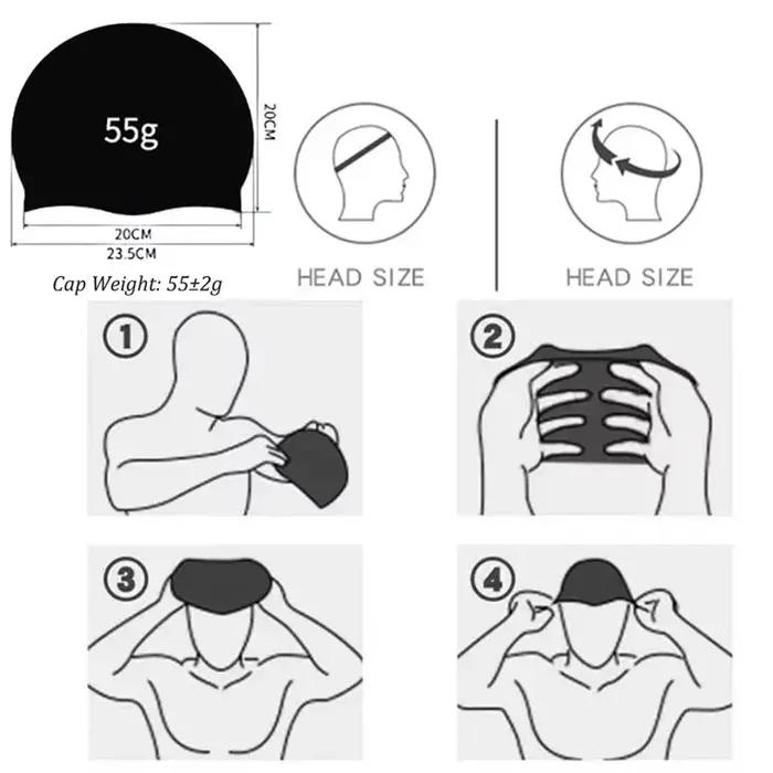 Bonnet de bain en silicone 55g pour hommes et femmes