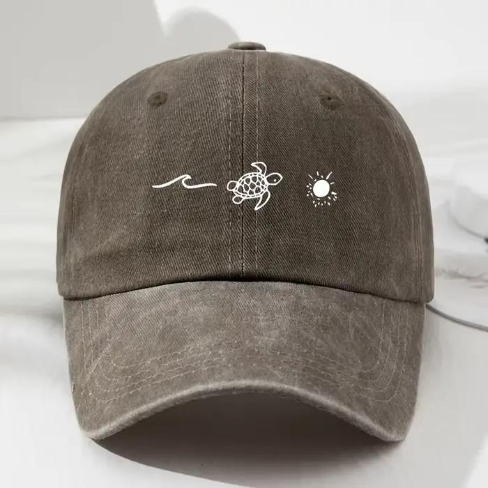 Casquette de baseball imprimée à motif de tortue pour le style décontracté quotidien