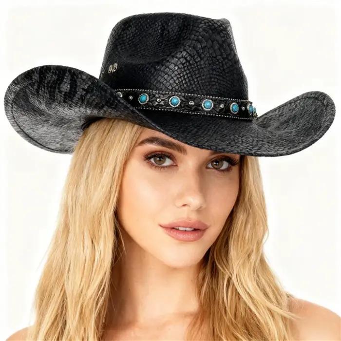 Chapeau de Cowgirl à motif serpent pour femmes et hommes