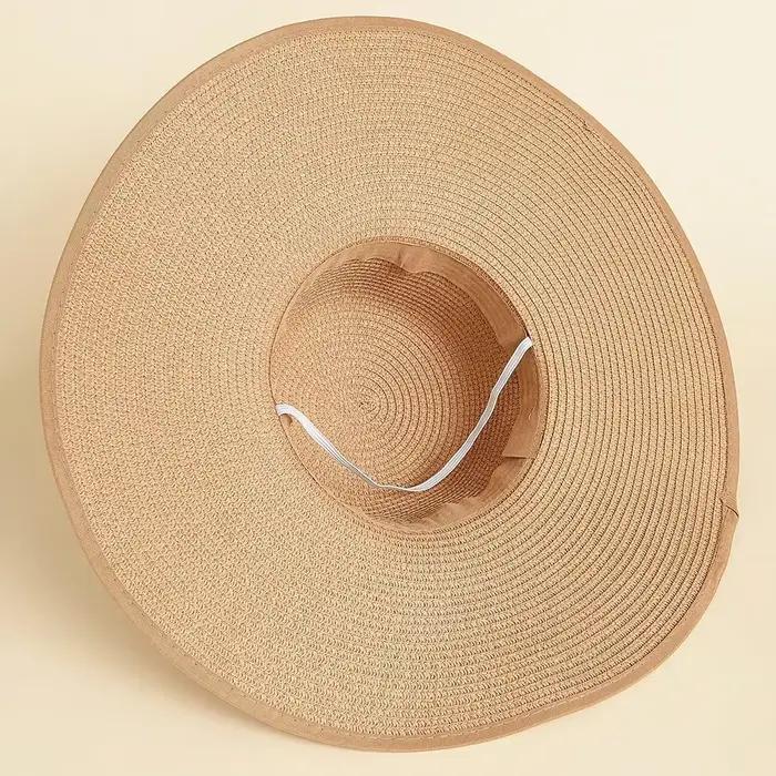 Chapeau de paille à bord surdimensionné pour femmes