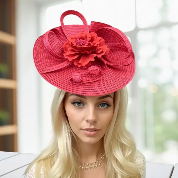 Chapeau Kentucky Derby à fleurs vintage élégant pour femmes occasions spéciales mariage printemps thé