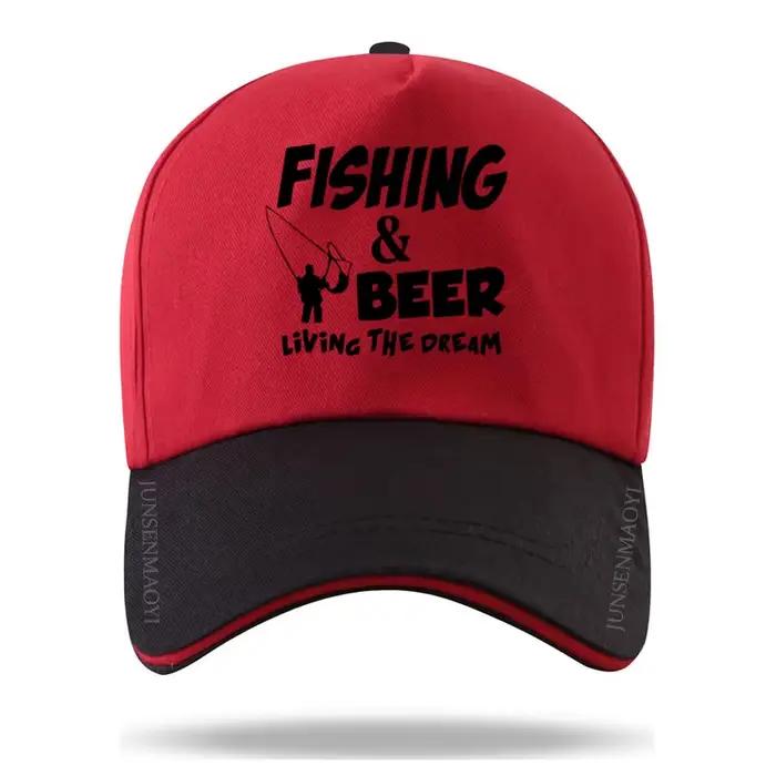 Casquette de baseball homme femme chapeau pêcheur bière poisson vivant rêve imprimé couleur assortie argent blanc bleu ciel bleu gris gris foncé jaune lavender or rose rouge vert army violet camouflage noir