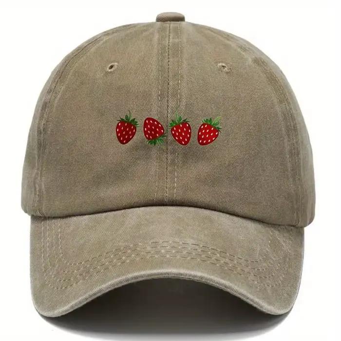 Casquette de baseball imprimée fraise avec parasol réglable