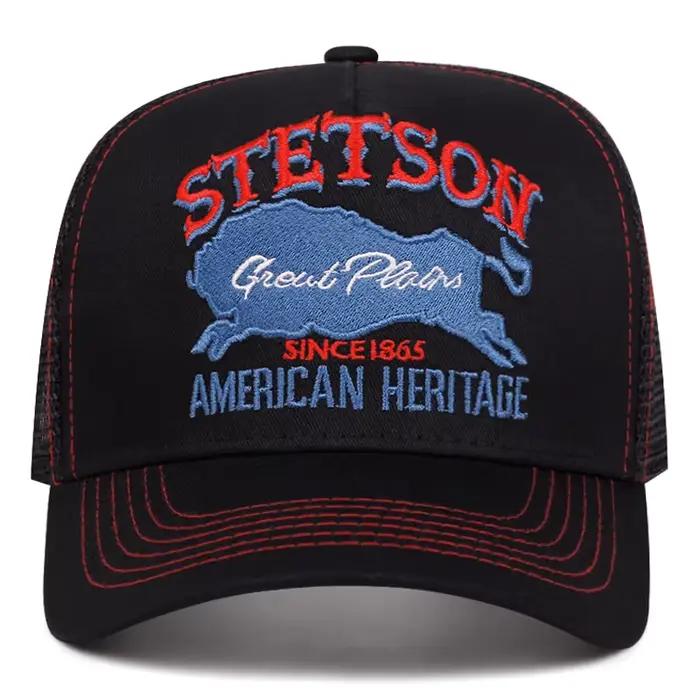 2025 personnalisé nouveau chapeau de camion STETSON ours rouge respirant maille
