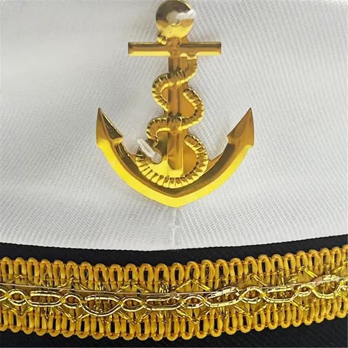 Chapeau de capitaine de yacht unisexe polyester réglable pour hommes et femmes adultes et enfants pour cosplay et événements nautiques
