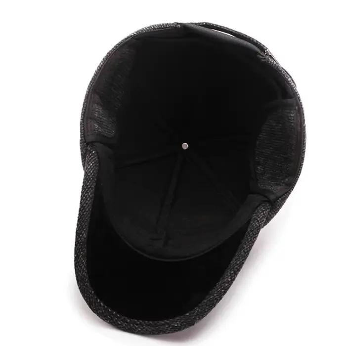 Casquette de baseball épaisse en laine avec oreillettes pour homme