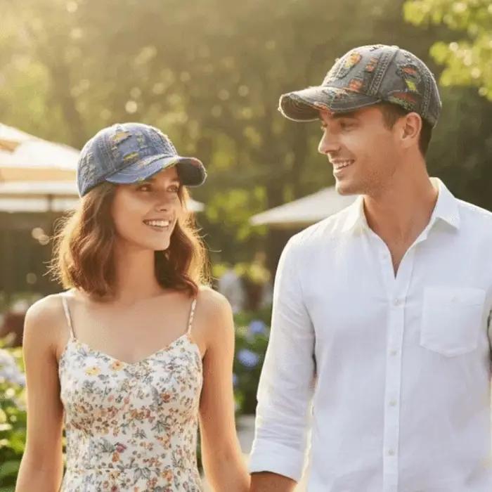 Casquette de baseball en jean ajustable et déchiré