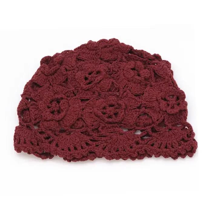 Bonnet fin creux en dentelle respirante pour femme, multicolore, tricoté à la main, pour tenues décontractées, printemps, été, automne, hiver