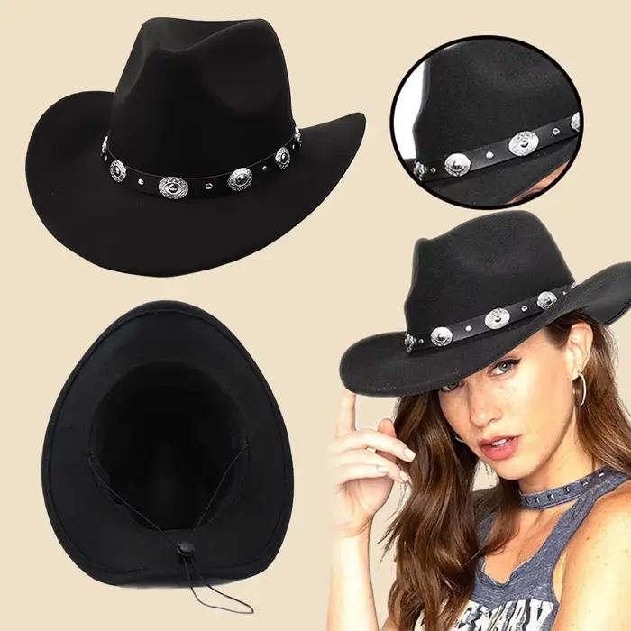 Chapeaux de Cowboy occidentaux noirs pour femmes
