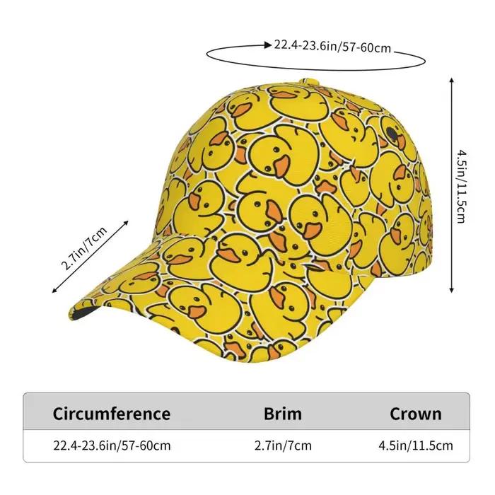 Casquette de baseball unisexe réglable avec imprimé canards de dessin animé en caoutchouc
