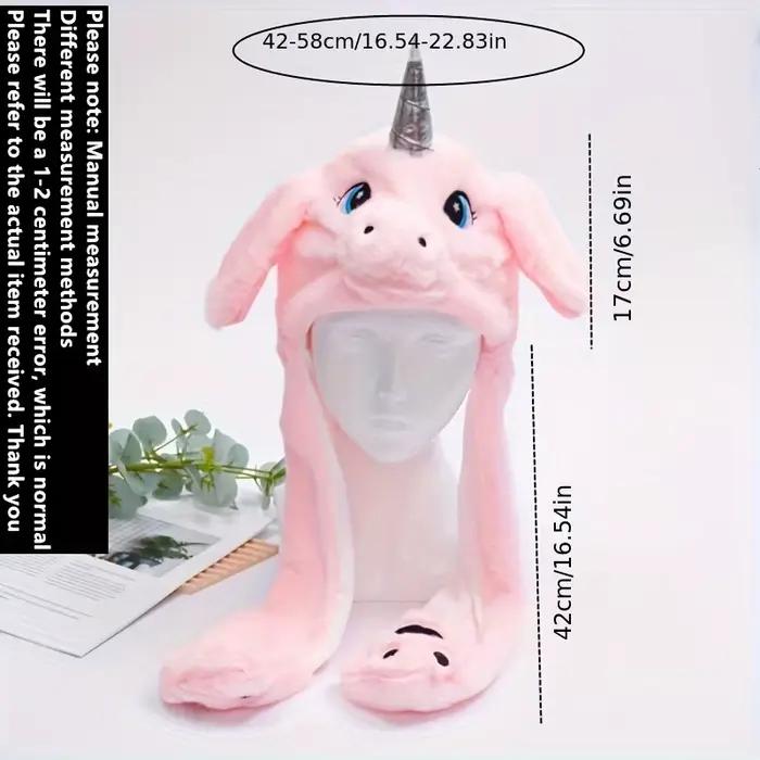 Chapeau à oreilles en peluche licorne arc-en-ciel avec cornes 3D + design mignon et adorable