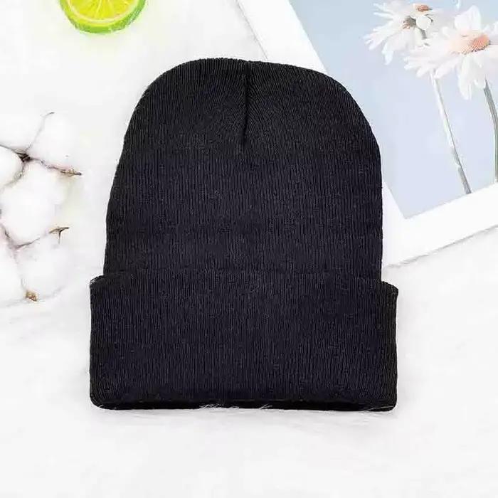 Chapeau rond rétro tricoté de couleur unie
