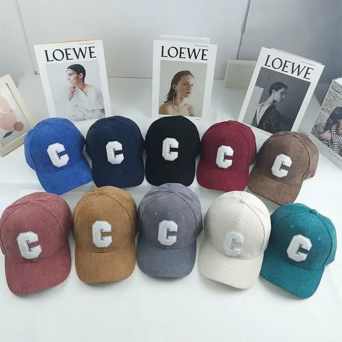 Casquette de baseball en velours côtelé pour hommes et femmes