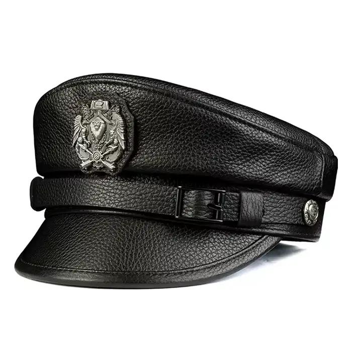 Casquettes de marin de capitaine en cuir pour hommes