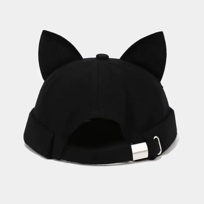 Casquette Docker Melon Hip Hop à Oreilles de Chat Imprimé Léopard