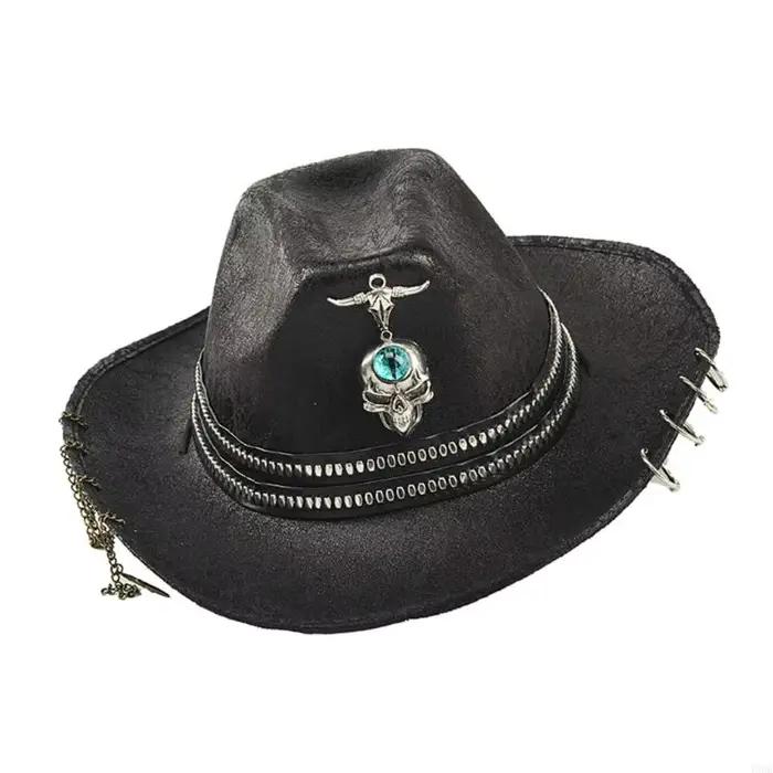 Chapeau seau élégant avec embellissement chaîne gothique