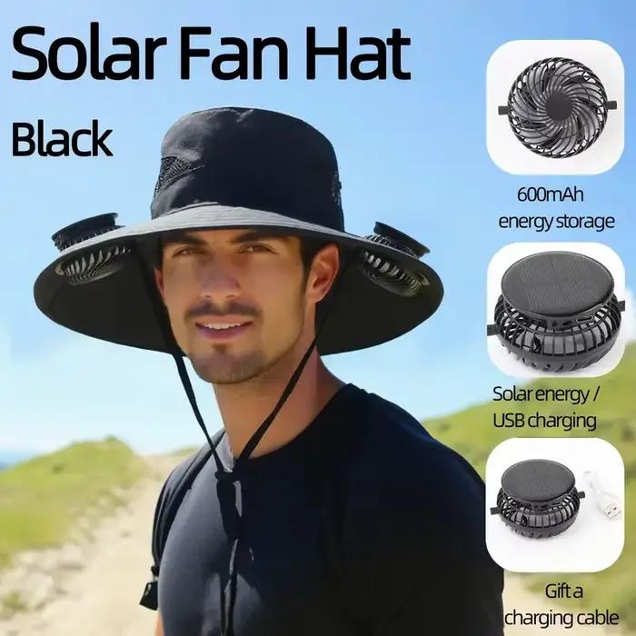 Chapeau de soleil pour homme à séchage rapide avec ventilateur solaire