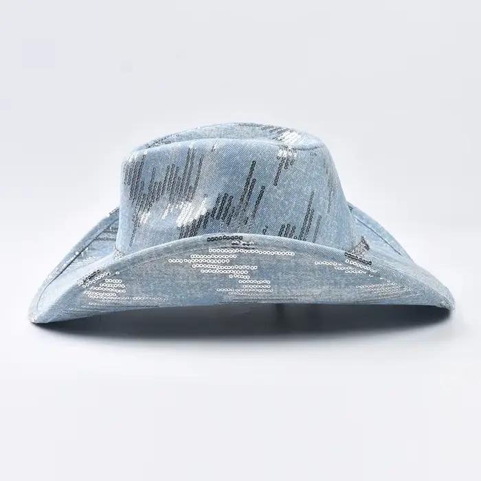 Chapeau de cowboy occidental en denim lavé