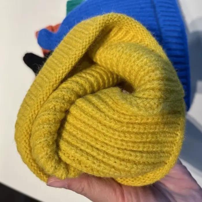Mignon Style coréen bébé tricot casquette couleur unie épais
