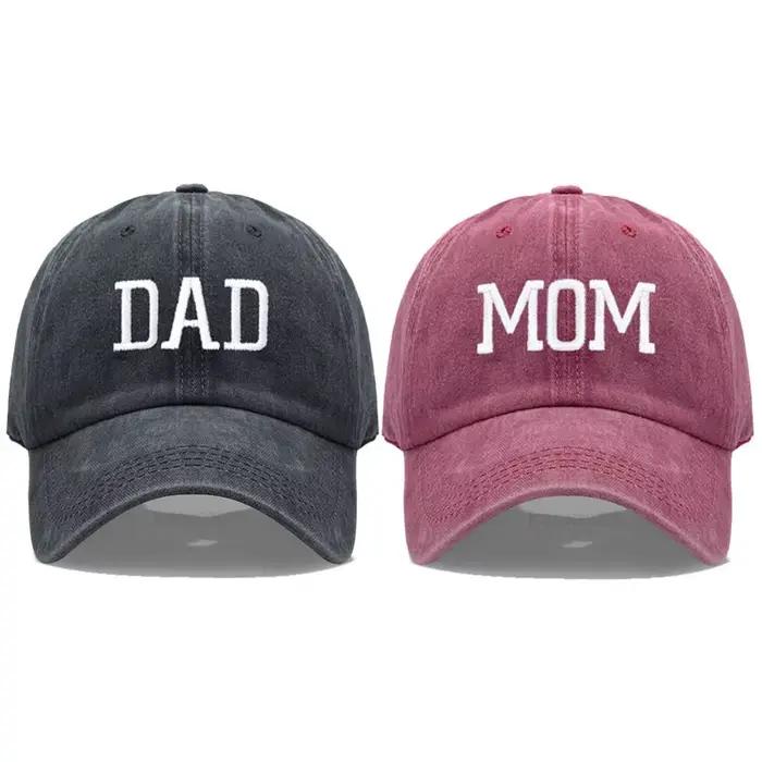 Casquette de Baseball en coton pur brodée DAD MOM pour hommes et femmes