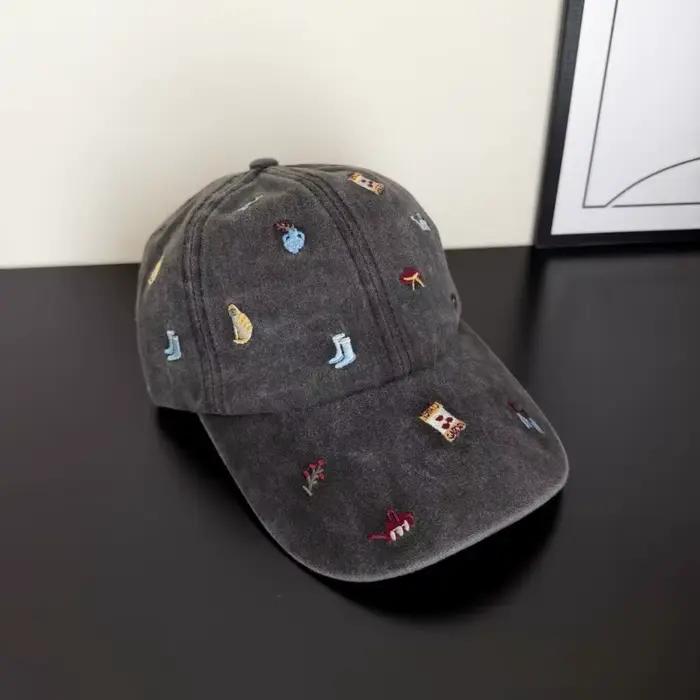 Casquette de baseball en coton lavé brodée de dessins animés personnalisés pour hommes et femmes