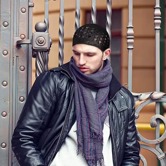 Bonnet au crochet sans bord pour hommes