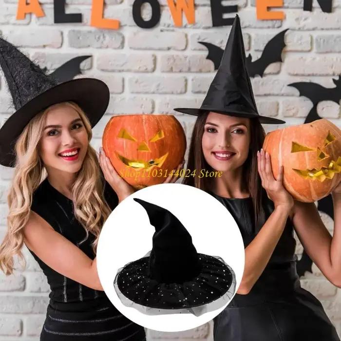 N5KE Magnifique chapeaux sorcière vintages Girls Chapeau Gothicisme Hat wizard Carnivals Witch Hat pour le costume