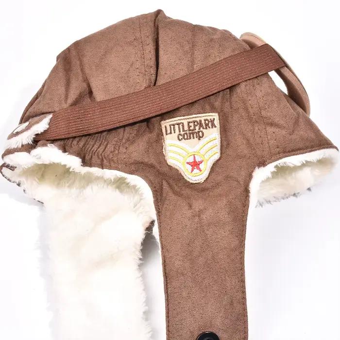 Nouveau enfant pilote chapeaux mode aviateur chapeau cache-oreilles bonnets enfants automne hiver chaud oreillette