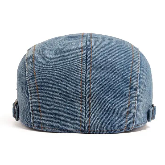 Béret femme mode Denim Vintage casquette gavroche pour hommes été solide lavé casquettes plates décontracté