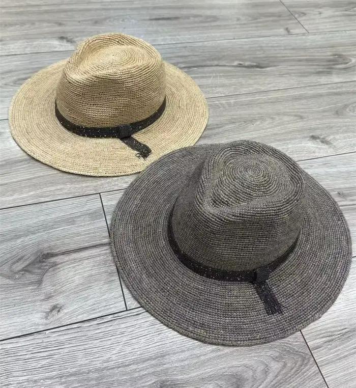 Chapeau de paille perlé brillant pour femme – Tendance et polyvalent pour les vacances à la plage