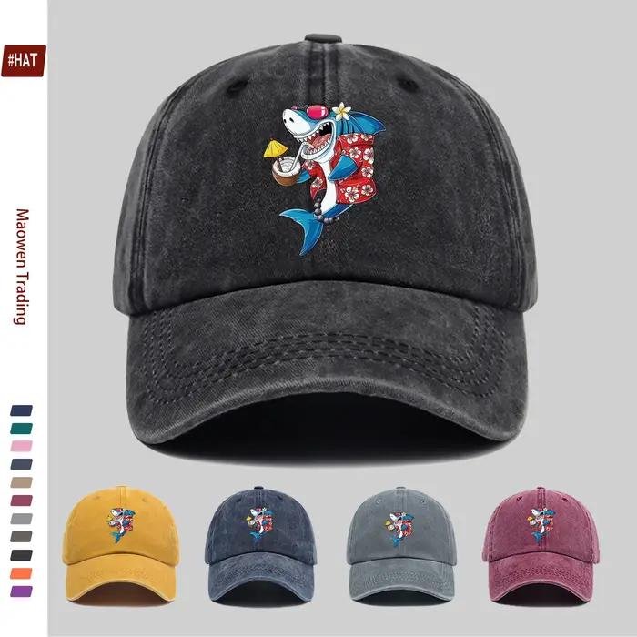 Casquette de baseball imprimée requin pour hommes et femmes