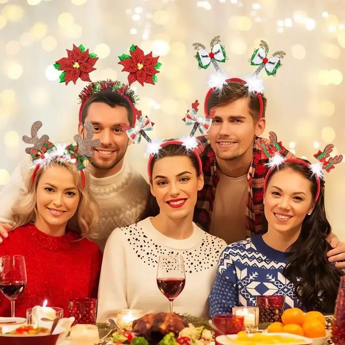 Serre-têtes de Noël mignons Bonhomme de neige Renne en feutre antidérapant