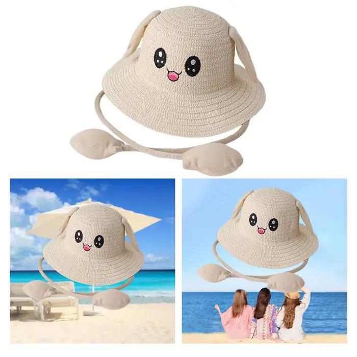 Chapeau de paille pare-soleil d'oreille de lapin