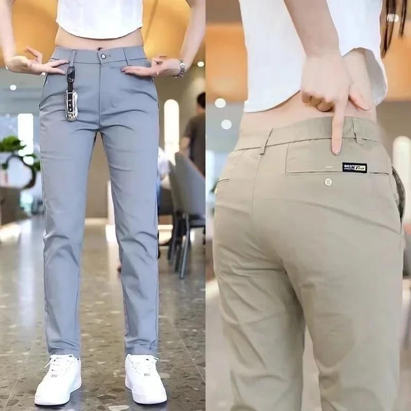 Pantalon de Golf en soie glacée pour hommes, mi-poids, décontracté, pantalon de sport, Design Simple