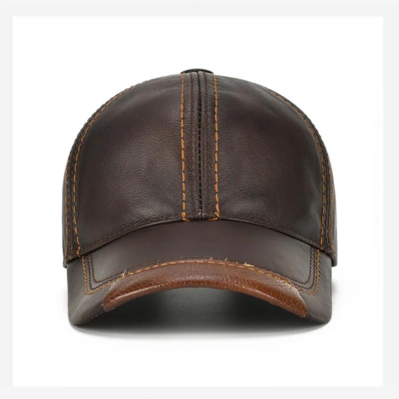 Hommes véritable cuir de vachette Earlap casquettes mâle automne hiver 100% véritable cuir de vache