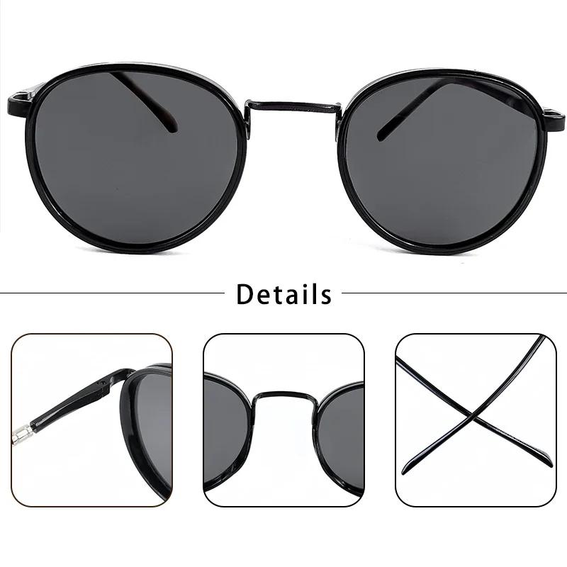 HBK Lunettes de soleil polarisées pour hommes, style punk, rondes, à la mode, unisexes, UV400, pour