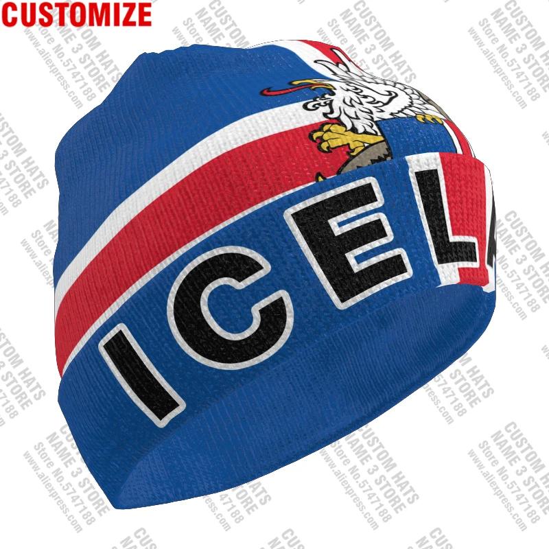 Chapeau tricoté 3D personnalisé gratuitement, nom, pull froid d'hiver, drapeau islande, tricot, casq