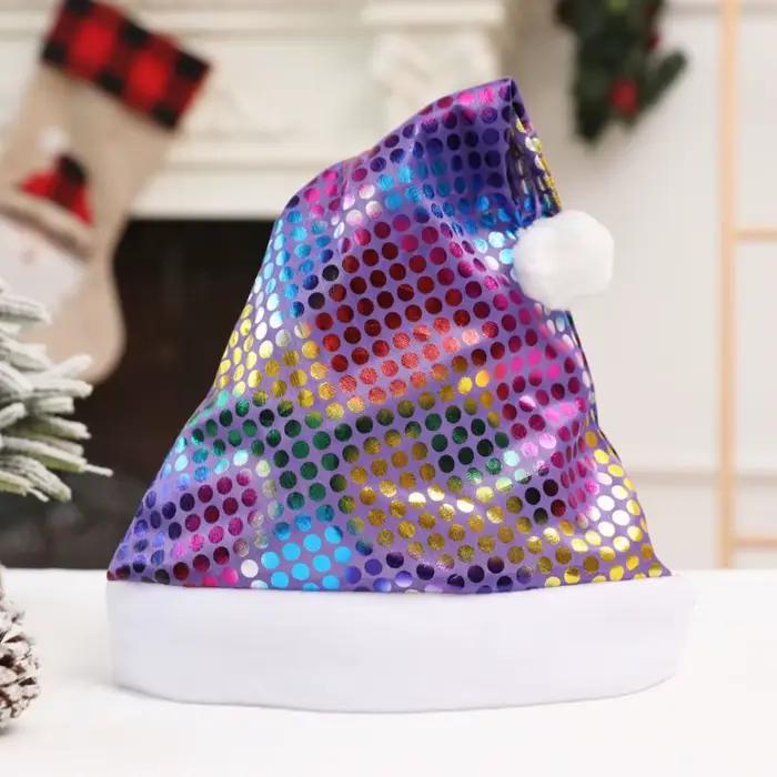 Joli chapeau de noël en perles imprimées avec boule en peluche
