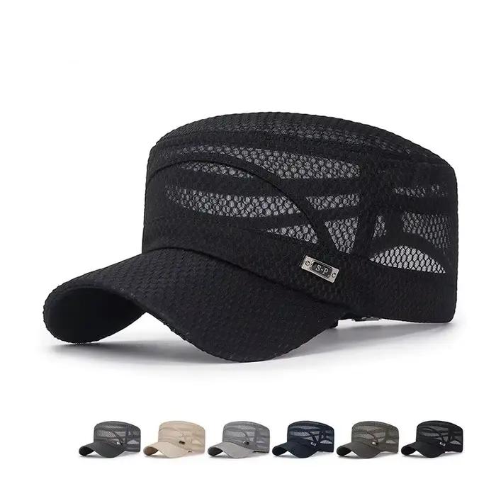 Casquette en maille polyester Iron Label chapeau militaire protection solaire été printemps occasionnels extérieurs unisexe style décontracté