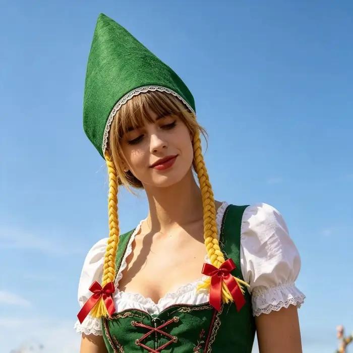 Chapeau d'Oktoberfest en polyester avec tresses pour fête et célébrations occassions spéciales