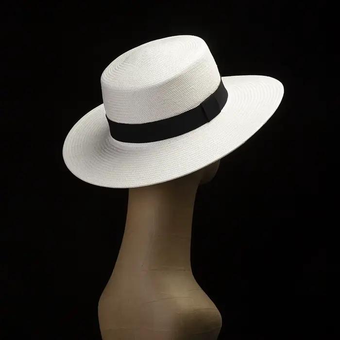 202412 -HH7308 ins chic été fait à la main fibre naturelle japon papier herbe lait blanc fedoras casquette hommes femmes loisirs panama jazz chapeau