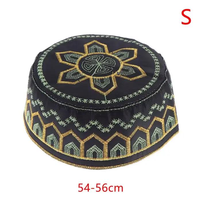 Chapeau de prière musulman en coton et polyester pour hommes, broderie saoudienne, casquette décontr